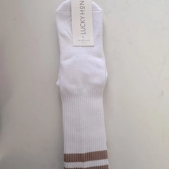 Lucky Honey The Dad Sock Tan Stripes one size fits all grip sock - Picture 5 of 7